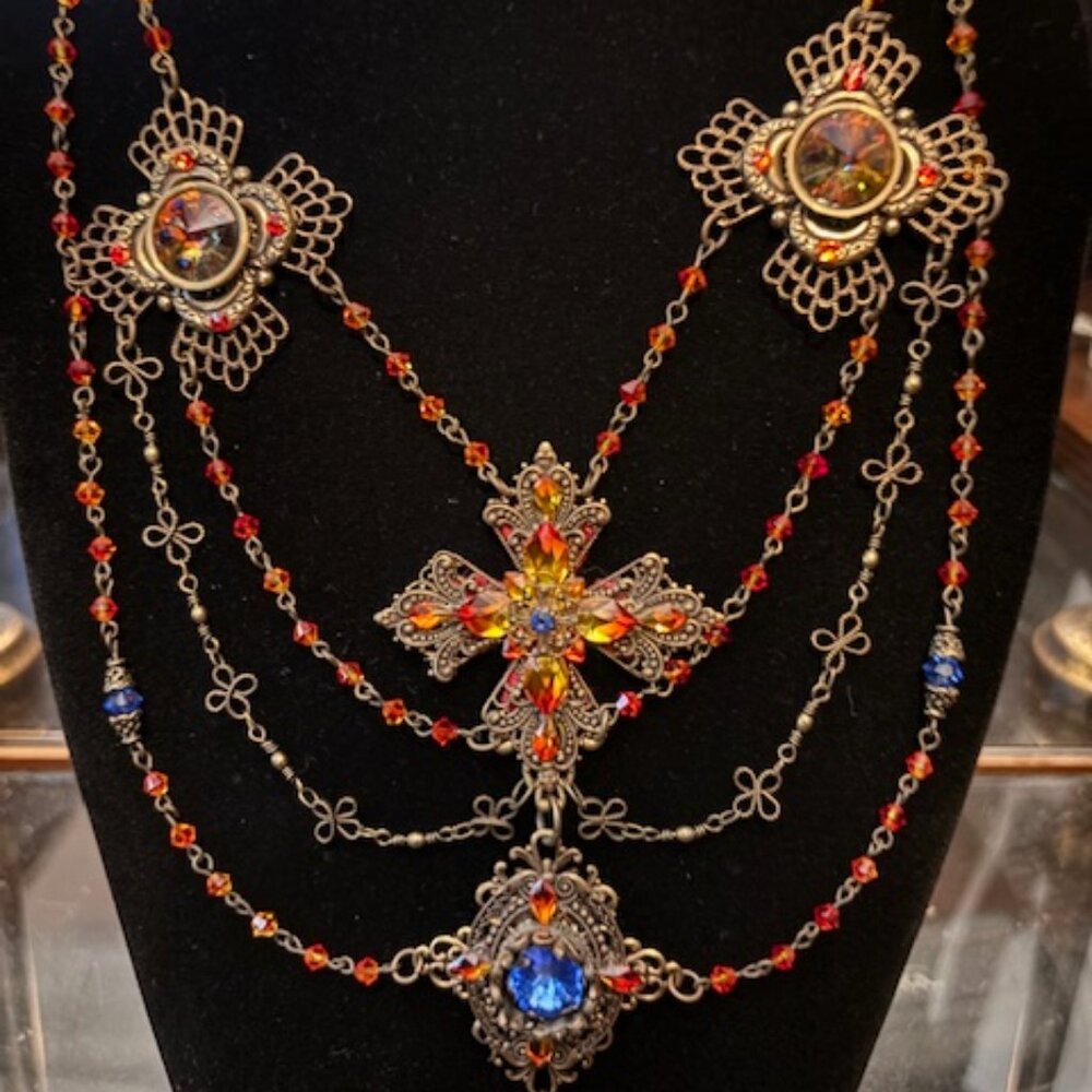 Edwardian/Victorian handmade crystal necklace - Picture 2 of 7